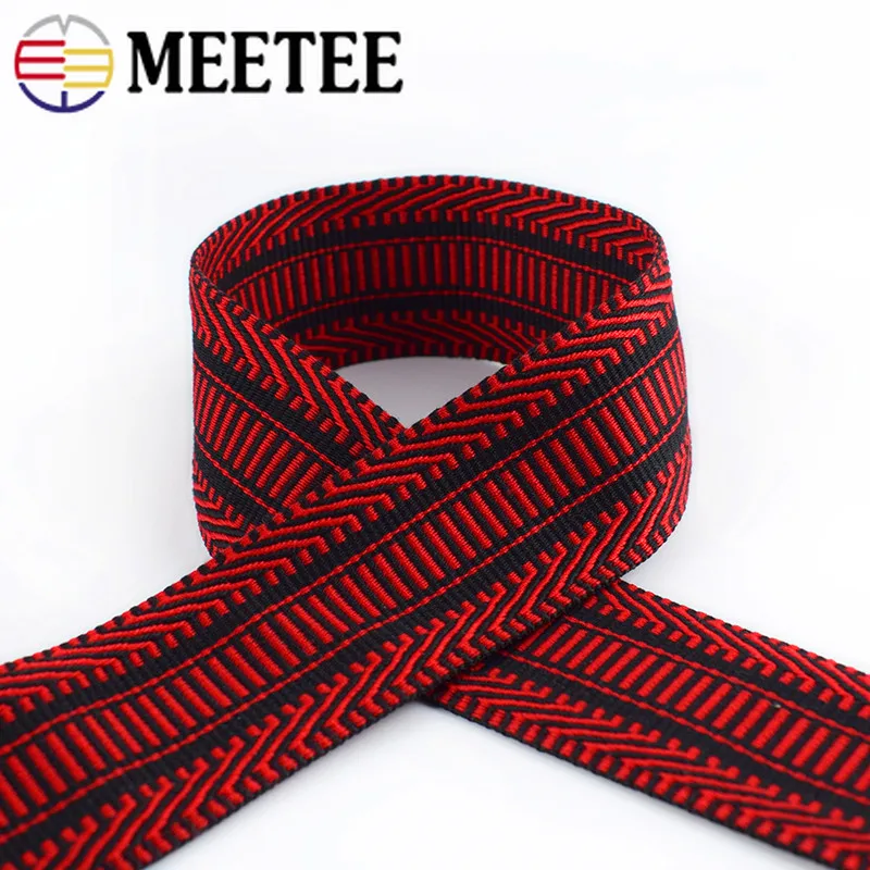 

Meetee 3M 5cm Polyester Jacquard Webbing Tapes 2mm Thick Bag Strap Belt Lace Ribbons DIY Garment Textile Sewing Decor Material