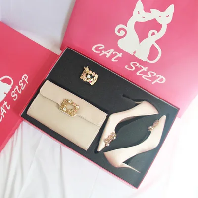 Shoes set 1 пара роскошные шампанское золотистого цвета для свадьбы, помолвки празднование, вечеринка пользу высокий каблук или обувь на плоской подошве в качестве подарка - Цвет: Shoes set