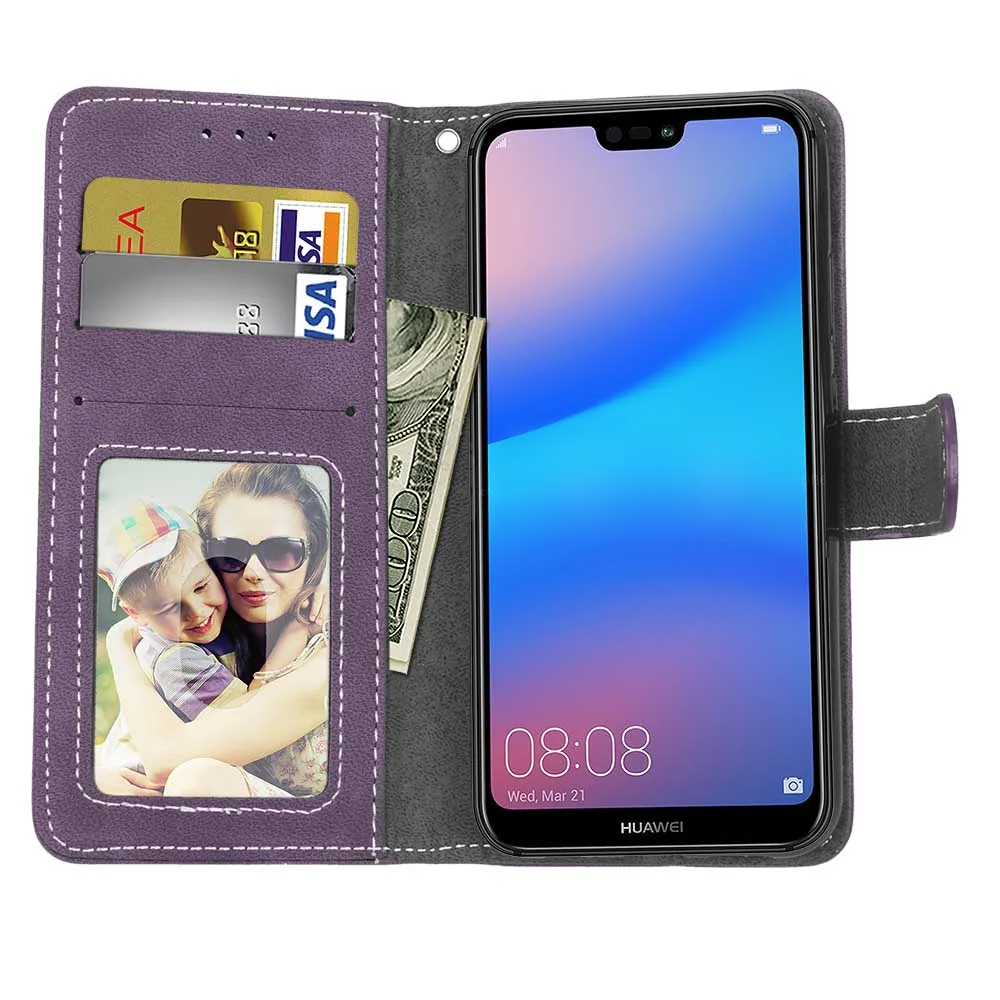 

Fashion Matte 3 Card Holder Wallet PU Leather Flip Magnetic phone Case Cover for Huawei P20 Lite 2018 P20 Pro P30 Pro Etc.