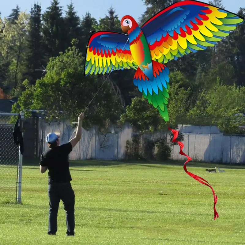 

C5AA Fantastic 3D Parrot Kite Single Line Flying Kites with Tail and Handle for Adult and Kid Classical Outdoor Sport