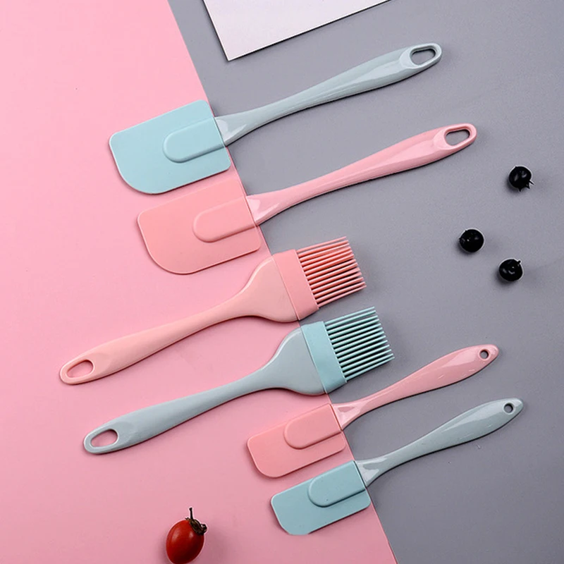 3Pcs/Set Kitchen Utensil Cooking Tools Non Stick Silicone Cream Scraper Cake Butter Spatula Mixer Oil Brush Baking Tool - купить по