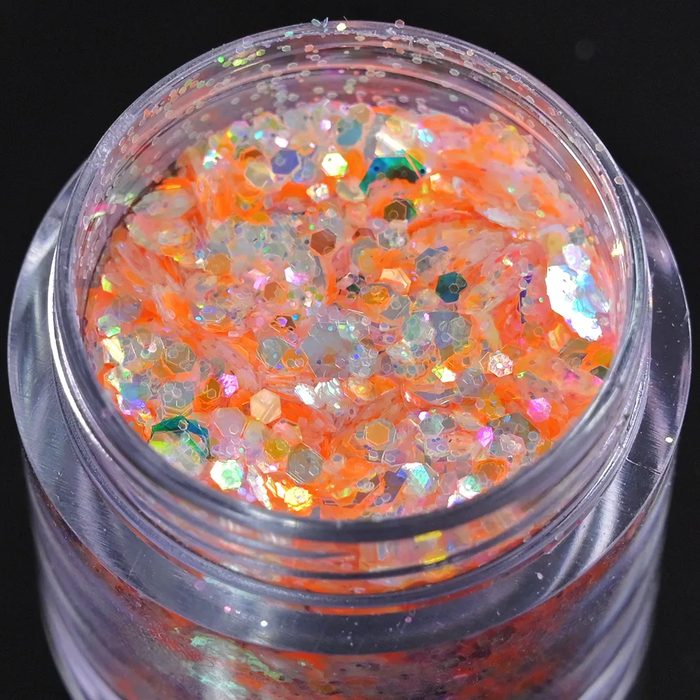 1kg Nail Art Chunky Holographic Glitter Powder Decoration Hexagon Shape Sequins Slice Shinny Gradual Color Polish Manicure Flake