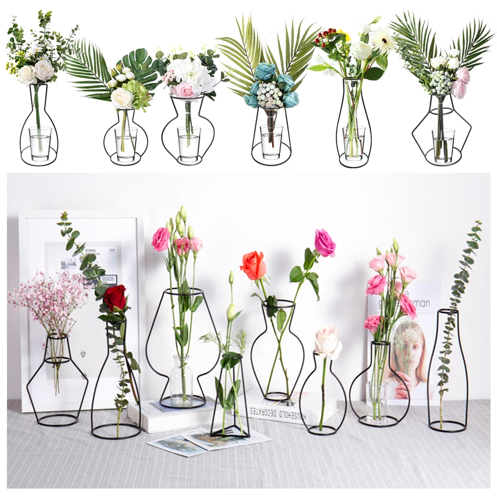 Ретро железная линия Настольная Ваза с цветами реквизит для фотографии в