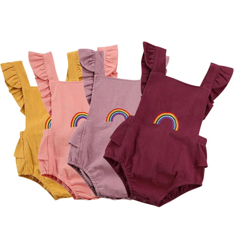 Летний милый комбинезон для новорожденных девочек Комбинезон с рюшами и