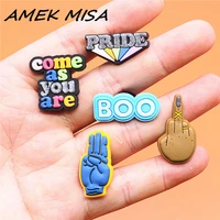 freeshipping 1pcs shoe charms pride swear middle finger gesture boo shoe accessories decoration fit croc jibz party kids gifts