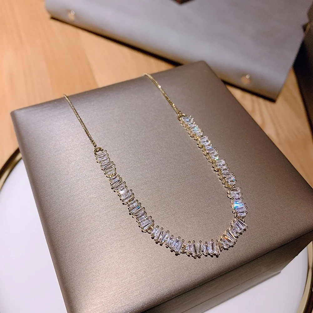

new style Japanese and Korean fashion popular ladies party luxury holiday gift alloy zircon adjustable clavicle chain necklace