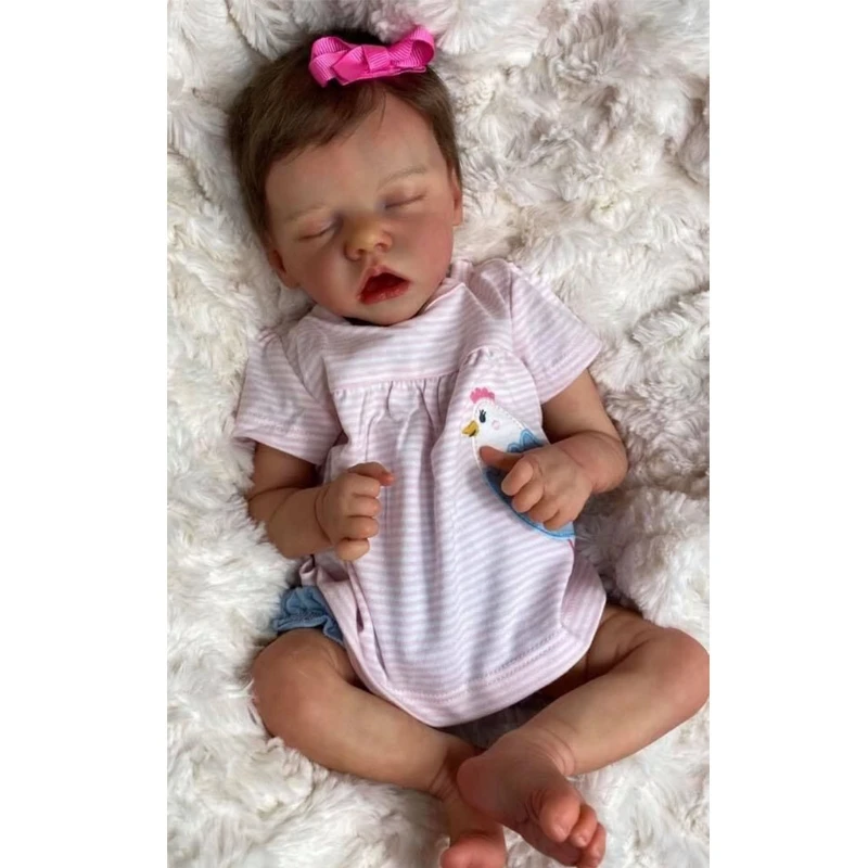 

18inch Sleeping Doll Action Figure Interaction Toy Soft Vinyl Comfort Stuffed Doll Caucasian Cute Reborn with Close-Eyes H055