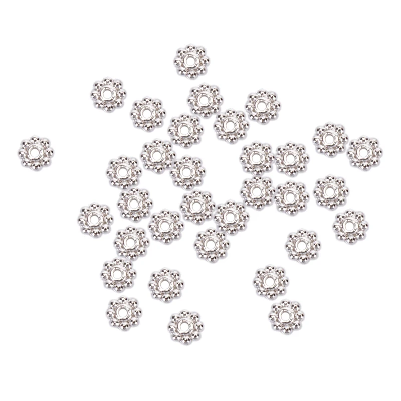 100pcs Round Metal Wheel Spacers Beads 6mm Tibetan Silver Flower Spacer For Jewelry Making | Украшения и аксессуары