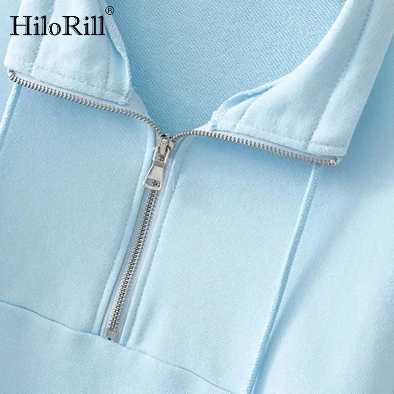 

HiloRill Women Casual Solid Cropped Hoodies Sweatshirts 2020 Batwing Sleeve Loose Tops Ladies Zipper Lace Up Short Pullovers