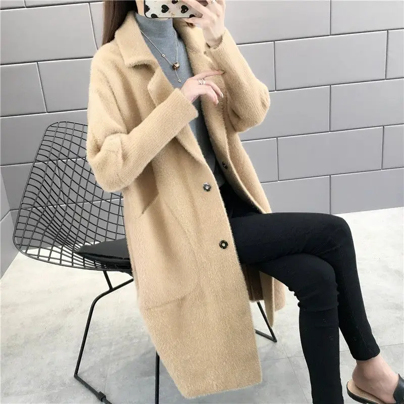 Женский кашемировый кардиган из искусственной норки элегантный Однотонный