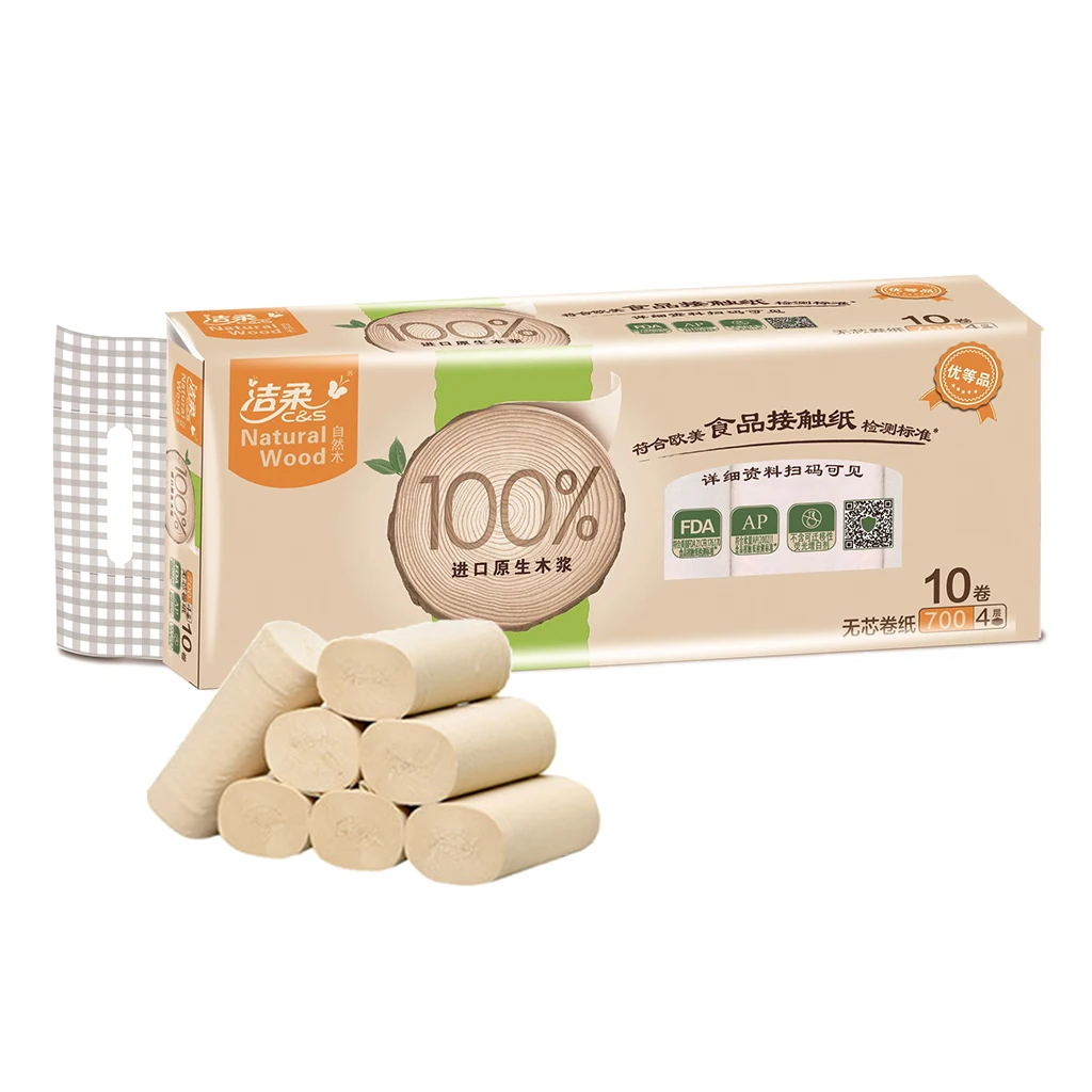 10 Rolls 4 Layers Soft Toilet Paper Roll Wood Pulp Bath Tissue Skin-friendly Care Household Towel |