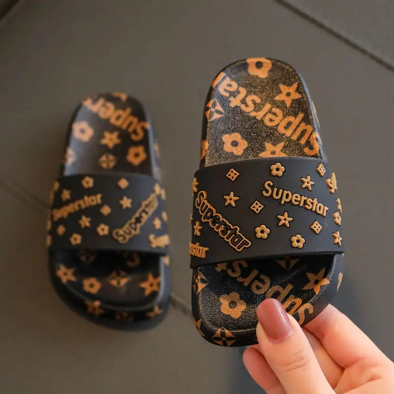 

2021 Summer Baby Boy Girl Slippers Fashion Letter Print Sandals For Kid Shoes