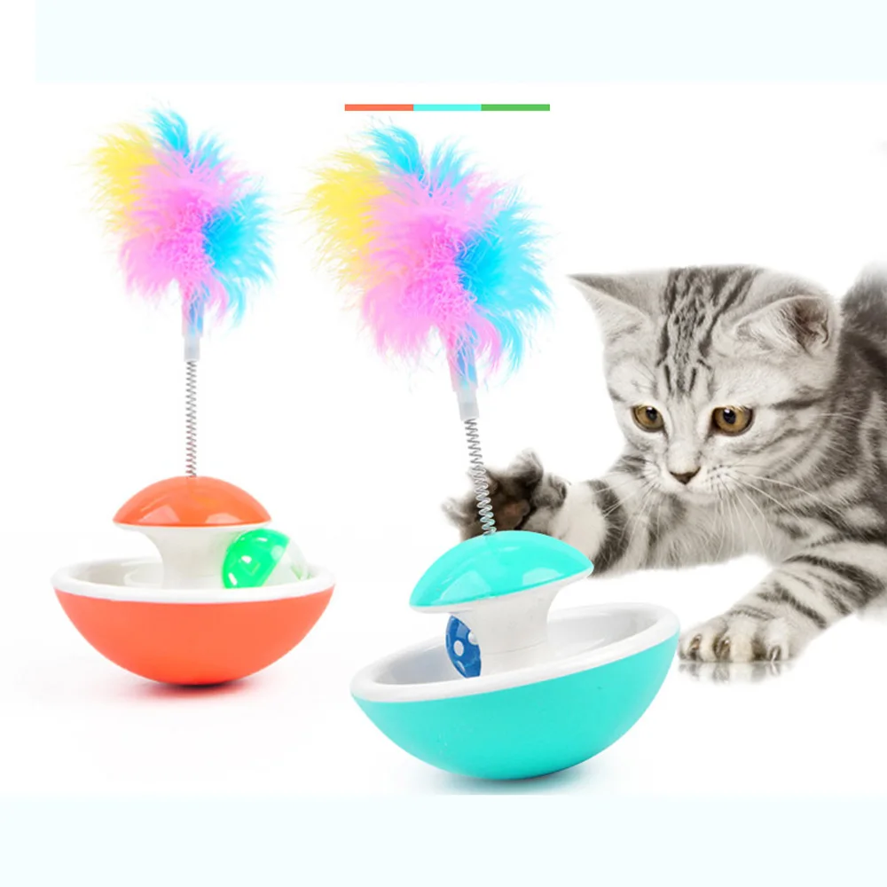 

Pet cat toy tumbler Rolling Fairy feather bell funny cat stick toy Bell ball Cat Entertainment Toys Interactive