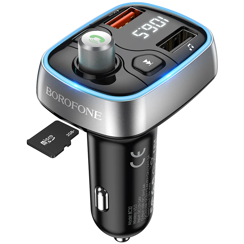 FM-трансмиттер BOROFONE с поддержкой Bluetooth 5 0 и двумя USB-портами | Мобильные телефоны