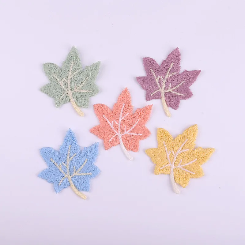 

10pcs 55*65mm Padded Glitter Cloth Leaf Appliques for DIY Hat Clothes Leggings Sewing Supplies Headwear Decor Patches