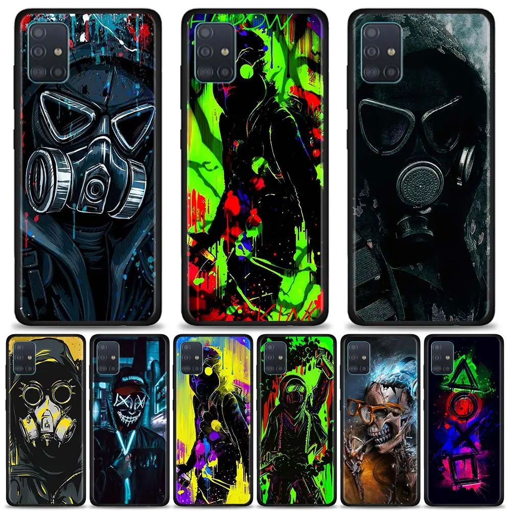 

Phone Case For Samsung Galaxy A51 A71 5G A21 A11 A31 A41 A91 A72 A12 A02 Soft Silicon coque Bumper DJ Man Antigas mask Anti-Fall
