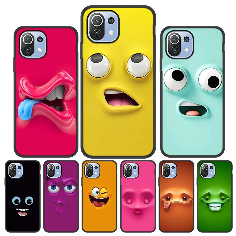 

Funny Cute Smiley Phone Case For Xiaomi Redmi Note 9 Pro 9s 9T 11 Case On Redmi 9A 9C NFC Soft Silicon Back Cover Luxury Funda
