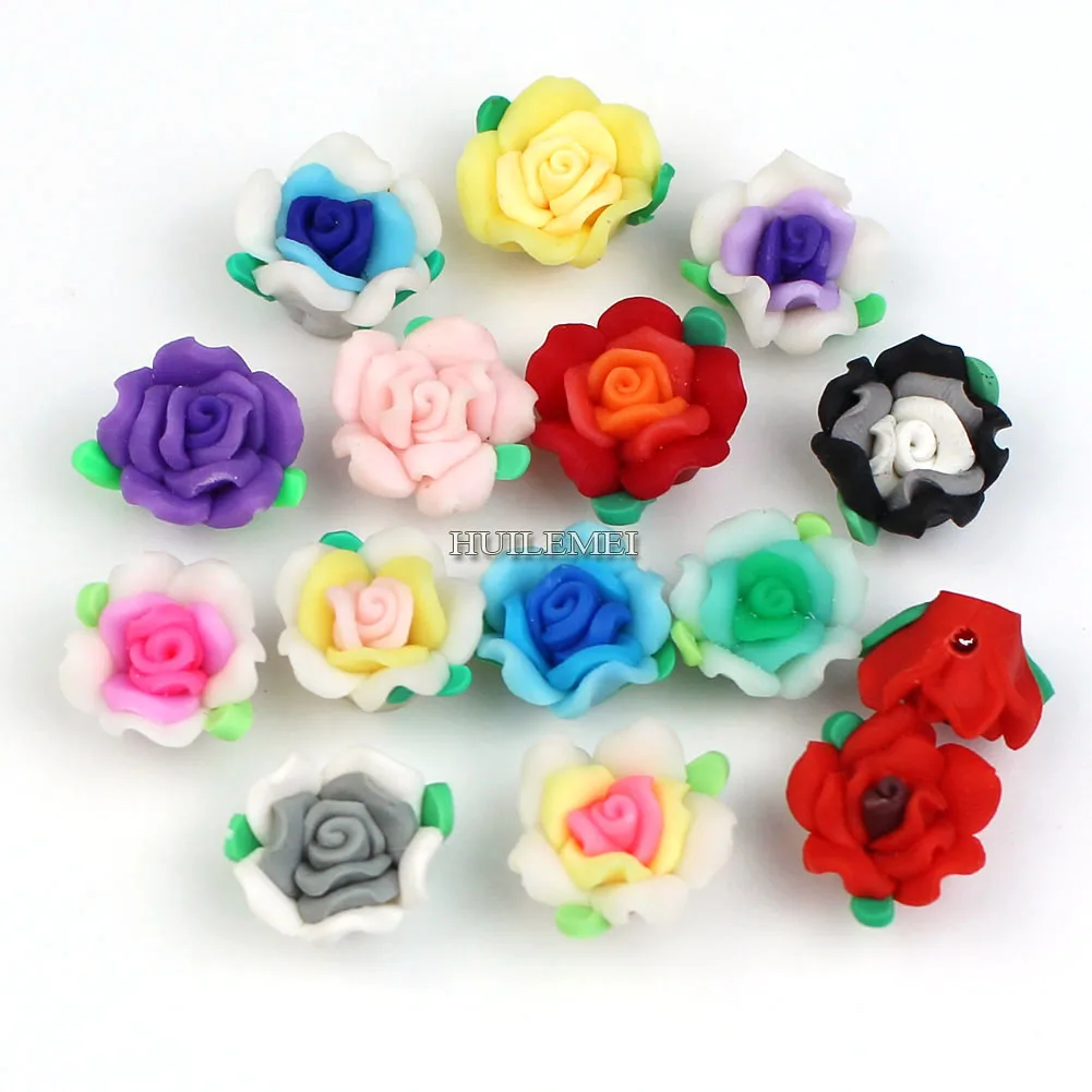 

Wholesale 30pcs/lot 15mm Mixed Color Polymer Clay Flower Beads for DIY Necklace Bracelet Jewelry Making Accessories