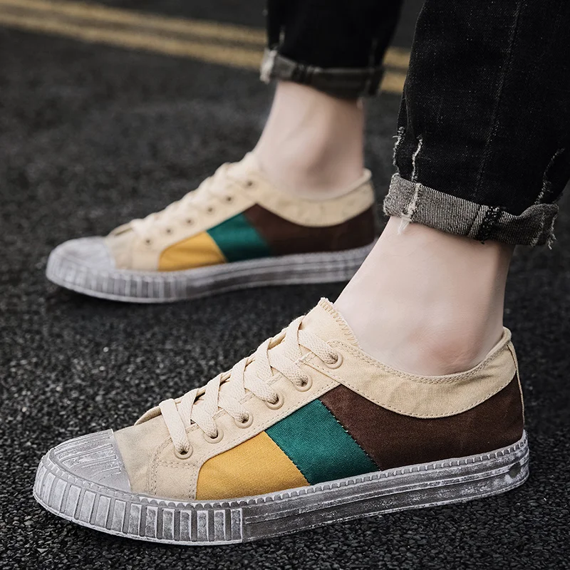 Мужские парусиновые туфли в стиле ретро коричневые дышащие кроссовки лоферы