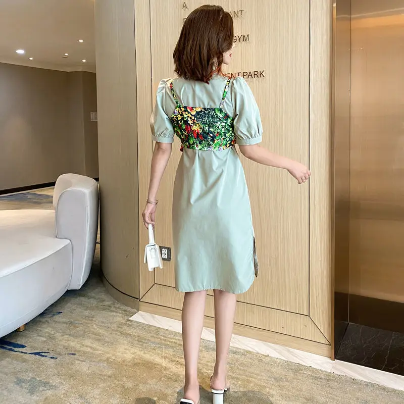

2 Pcs Women Clothing Set Woman Floral Print Vest Streetwear And Long Casual Shirts Women Embroidery Appliques Blouses Tops SY165