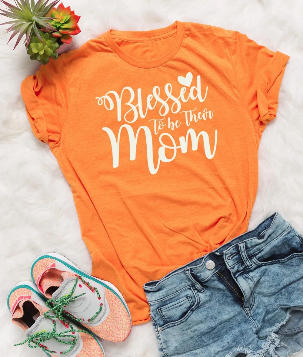 Yellow Grunge Tumblr Vintage Quote Aesthetic Goth T Shirt Tees Blessed To Be Their Mom Cool Birthday Gift Slogan Women