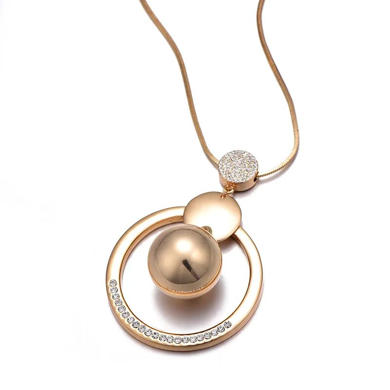 Модное круглое ожерелье с колокольчиком круглый кулон для женщин длинная