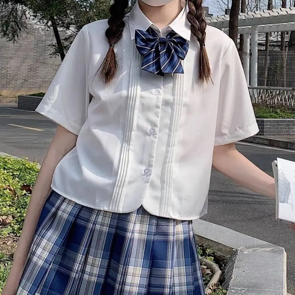 

Original organ pleated short sleeve embroidered white shirt female JK uniform original genuine Japanese shirt female student Xia