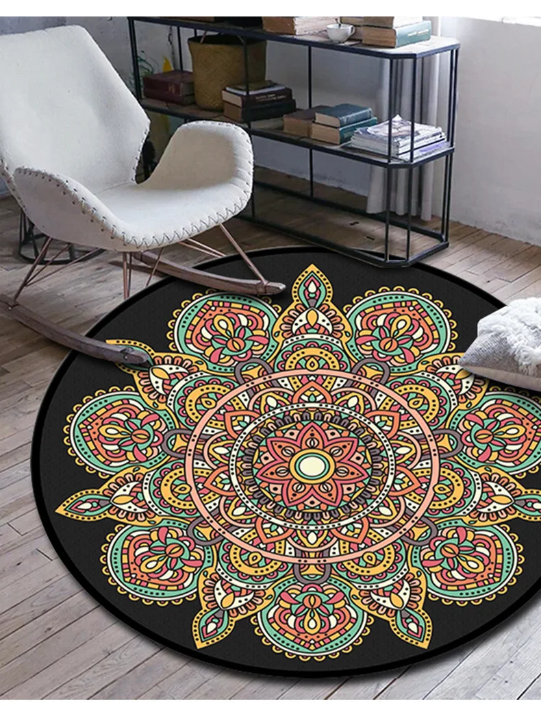 

Bohemian Psychedelic Carpet Square Anti-Skid Area Floor Mat 3D Rug Non-slip Mat Dining Room Living Room Soft Bedroom Carpet 03