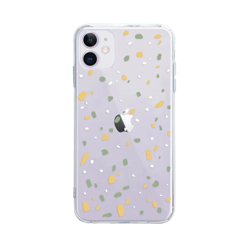 

Transparent floral geometric mobile phone case for iPhone11 12Pro Max mini X XR XSMax 87PluS anti-drop protective back cover Hot