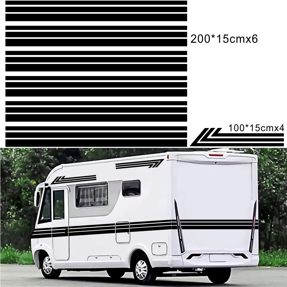 

Sports car racing stripes outdoor rv caravan trailer door waist line DIY fun paster modified vinyl car accessories