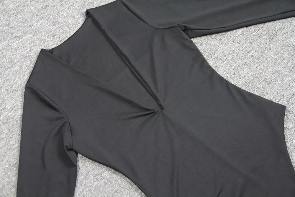 

sexy streetwear sexy bodysuit size female slim costume Sexy V-neck Long Sleeve Jumpsuit Fall Winter New Plus Size Women