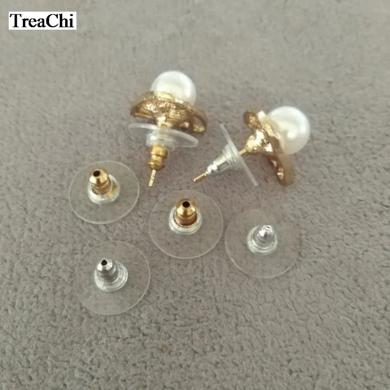 

50Pcs Silicon Stud Earring Back Stoppers Gold Silver Plate Earring Post Nut Pad For Jewelry Finding DIY Components 11*6 mm