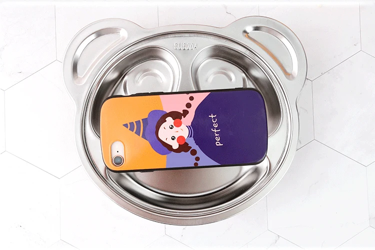 ONEUP детская тарелка из нержавеющей стали с милой пандой из мультфильма Детский сад новая детская фруктовая Тарелка десертная тарелка