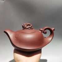 7chinese yixing zisha pottery hand carved wishful dragon kettle purple mud teapot pot tea maker office ornaments