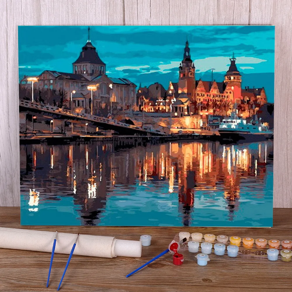 

Landscape Painting By Numbers Set Oil Paints 40*50 Canvas Pictures Decorative Paintings For Adults Wholesale Art