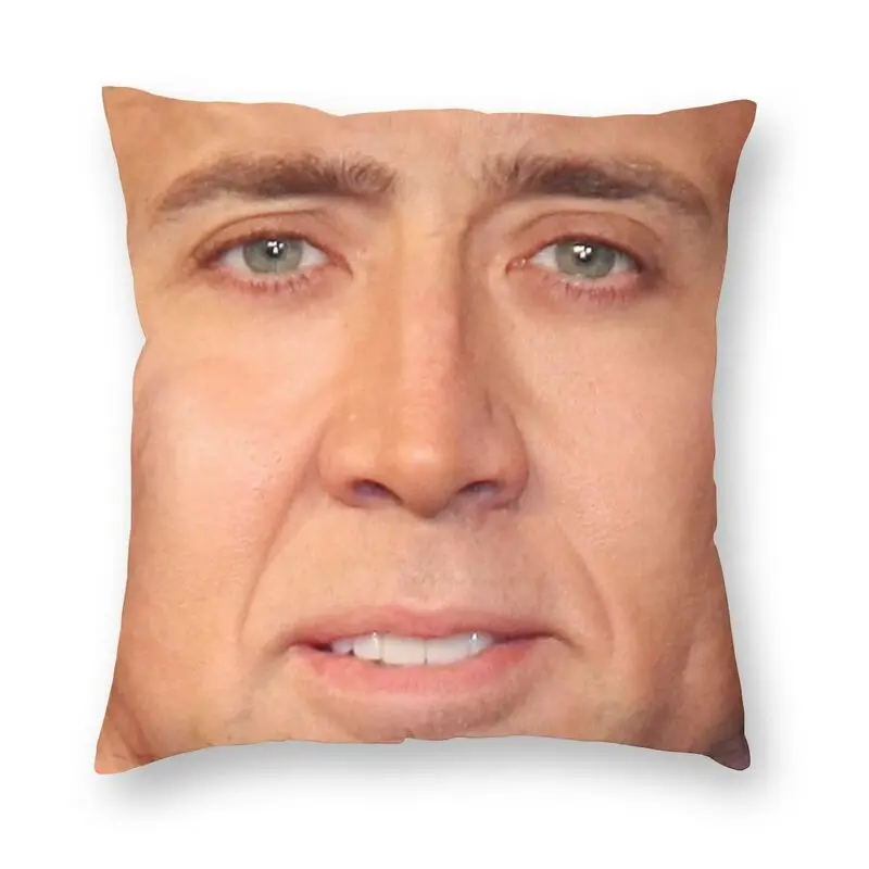 Nordic Nicolas Cage Face Square Pillow Case Home Decor Funny Meme Cushions Throw Pillow for Living Room Double-sided Printing