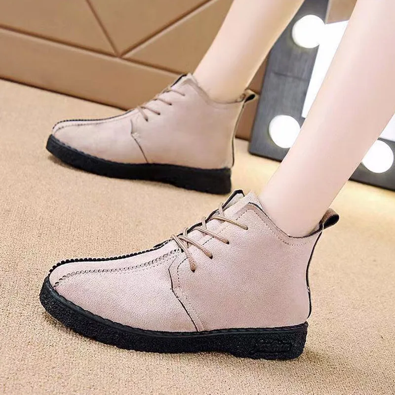 

2021 New Arrived Lace Up Leisure Women Winter Warm Ankle Boots Korean Thick Plush Snow Boots Non Slip Comfortable Cutton shoes