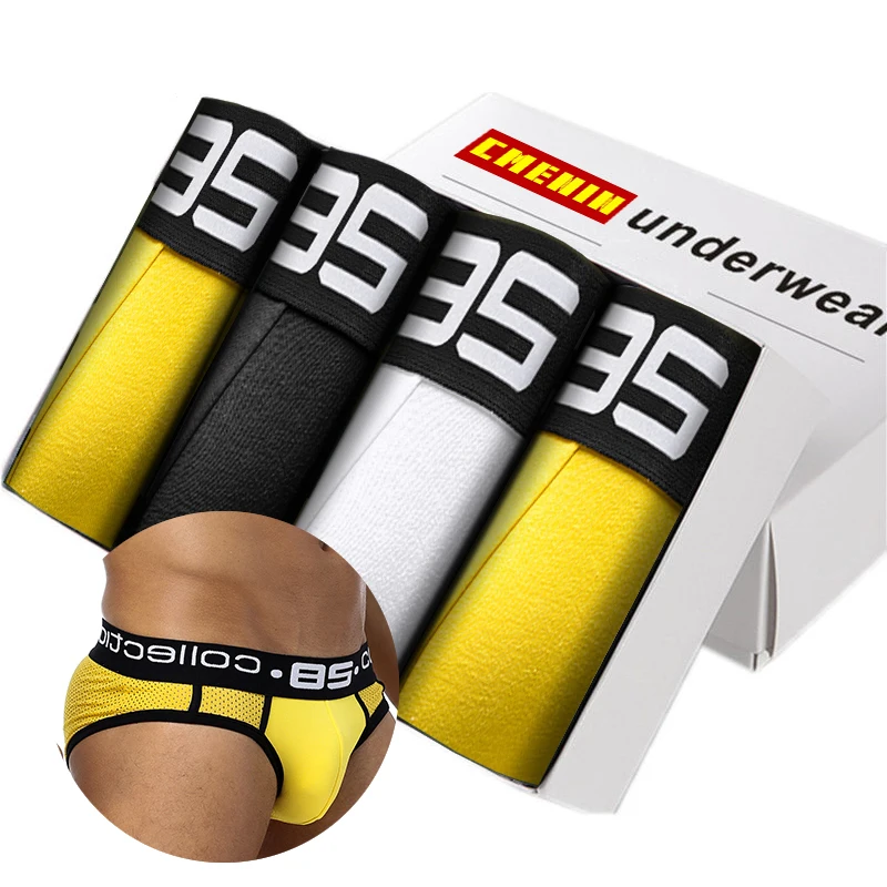 4 шт. Брендовое сексуальное нижнее белье мужские трусы модные бикини короткие с