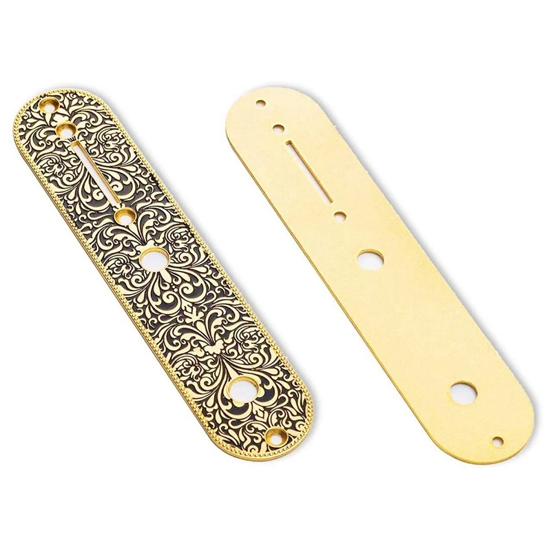 

4Pcs Lifting Electronic Potentiometer & 1 Set 6 String Saddle Bridge Plate Beautiful Decorative Pattern (Gold)