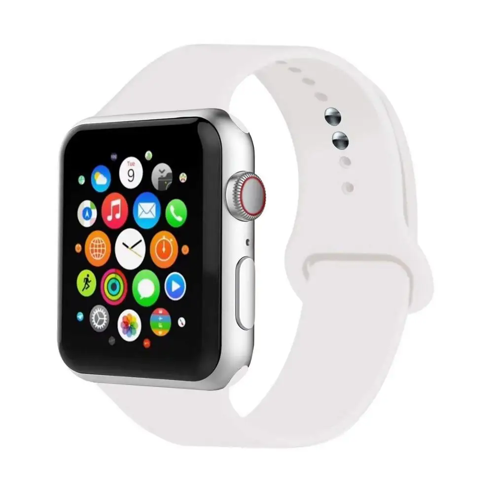 White 32 Цвета мягкого силикона замена спортивный ремешок для Apple Watch группа 44 мм 40 мм Series4/3/2 /42 мм 1 38 мм наручные браслет ремень - Цвет ремешка: White