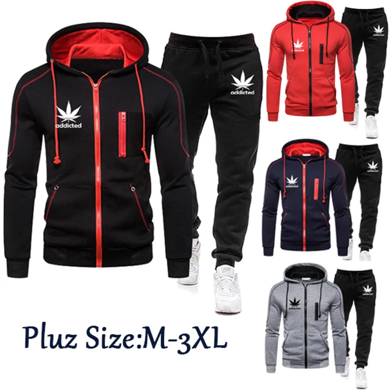 

2021 Winter New Men Fashion Casual Sweatsuit Jogging Suit Man Tracksuits Male Sport Ensembles Homme Hoodies+Pants Two Piece Sets