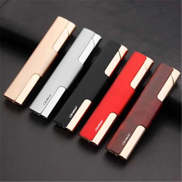 Windproof Butane Gas Lighter Lady Ultra-thin Metal Direct Injection Inflatable Lighter Cigarette Accessories Small Gift