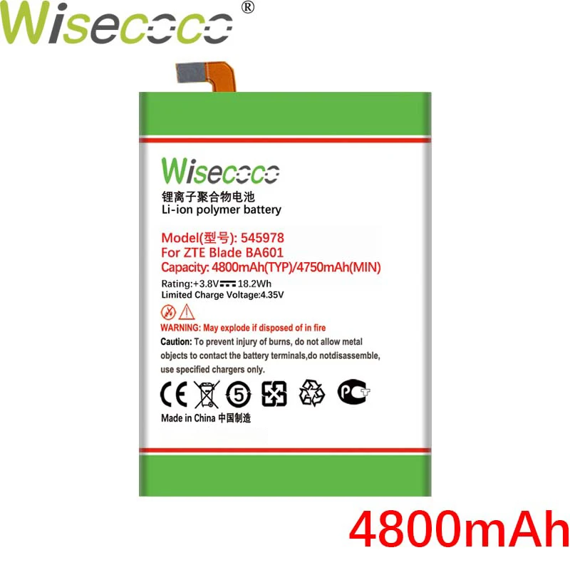 Батарея Wisecoco 4800 мАч 545978 для ZTE Blade BA601 A601 мобильный телефон Высококачественная