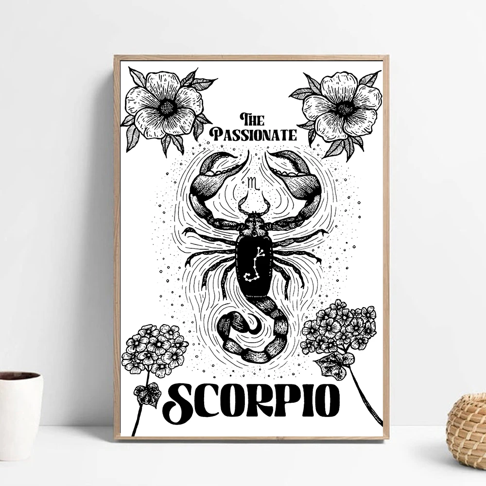 

Zodiac Star Sign Wall Art Canvas Poster Astrology Print Boho Cancer Libra Gemini Picture Constellation Nursery Living Room Decor