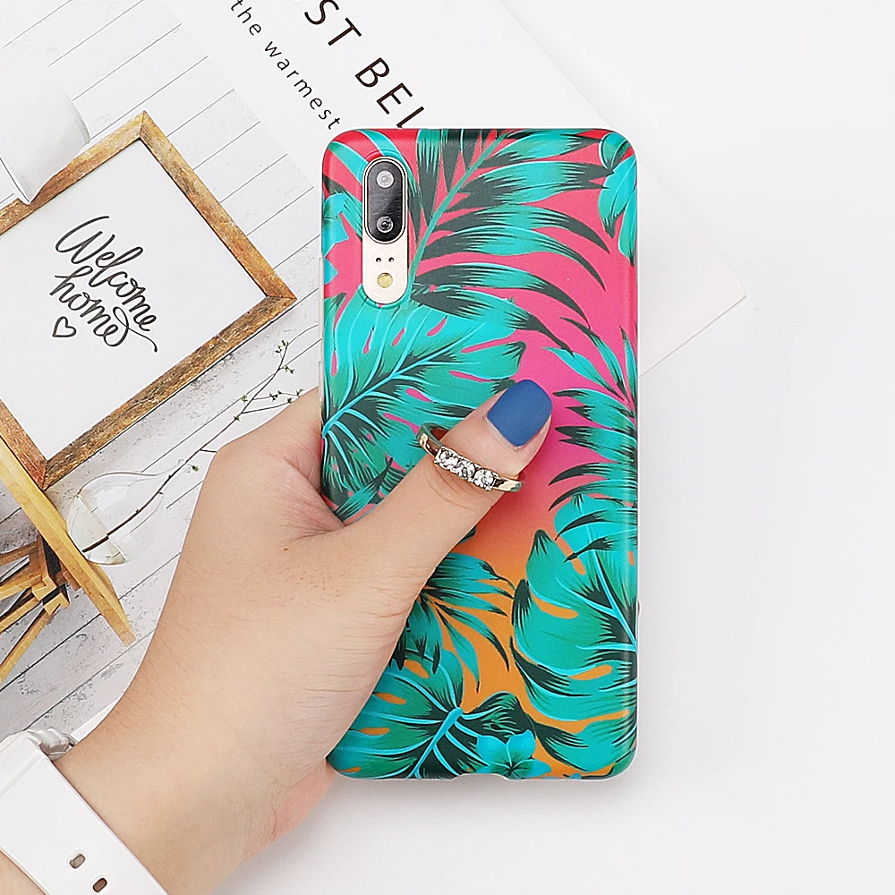Ретро зеленый лист чехол для телефона для huawei mate 30 Lite mate 30 Pro P20 P30 Lite P20 P30 Pro mate 20 чехол мягкий IMD чехол для задней панели телефона - Цвет: lWith Finger Ring)