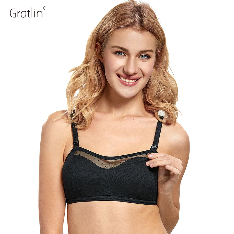 

Women's Wirefree Lightly Lined Maternity Nursing Bra Lace Mesh Underwear for Breastfeeding