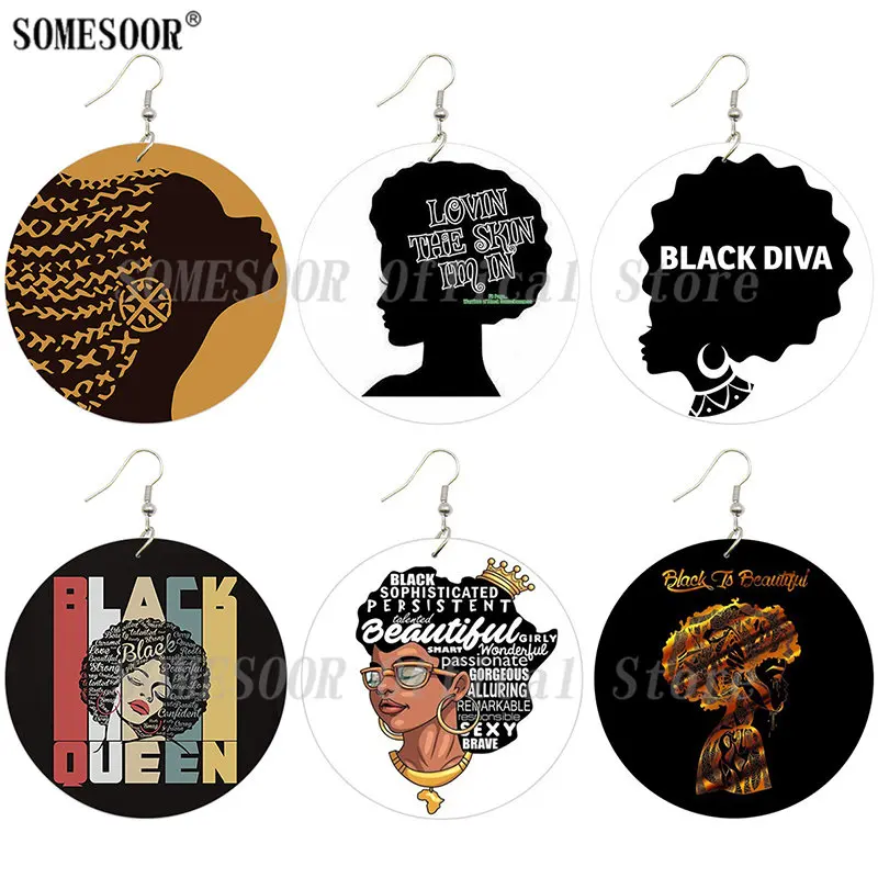 SOMESOOR черная Дива королева африканские деревянные висячие серьги великолепная