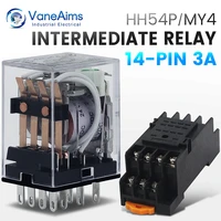 relay my4p hh54p my4nj coil general dpdt micro mini electromagnetic relay switch with socket base led ac 110v 220v dc 12v 24v