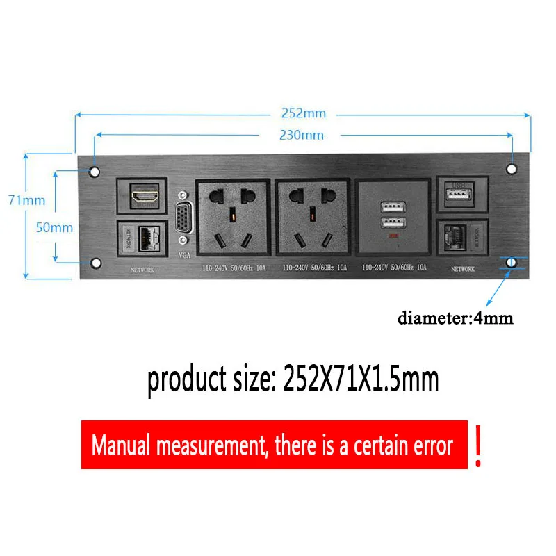 Розетка из матового черного алюминиевого сплава Двойная розетка EU UK US AU