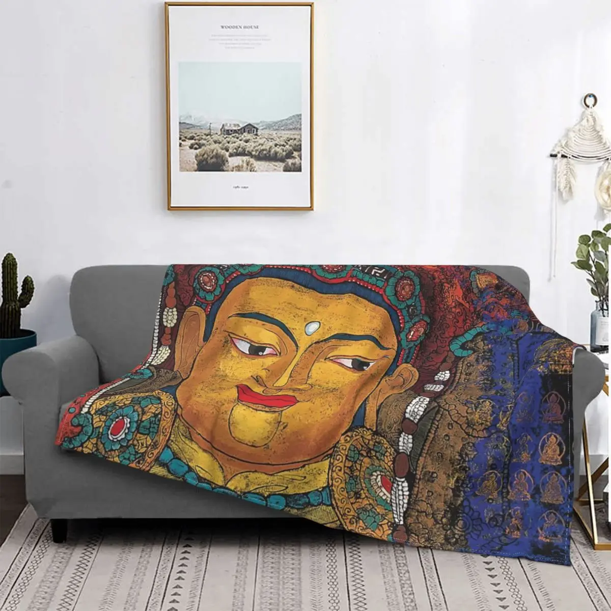 

Статуя Будды, богемное одеяло, Фланелевое зимнее буддистское убеждение, легкий плед для постельного белья, постельное белье, пледы